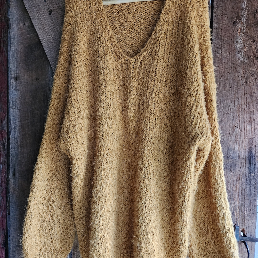 Cozy V-Neck Sweater in Tan